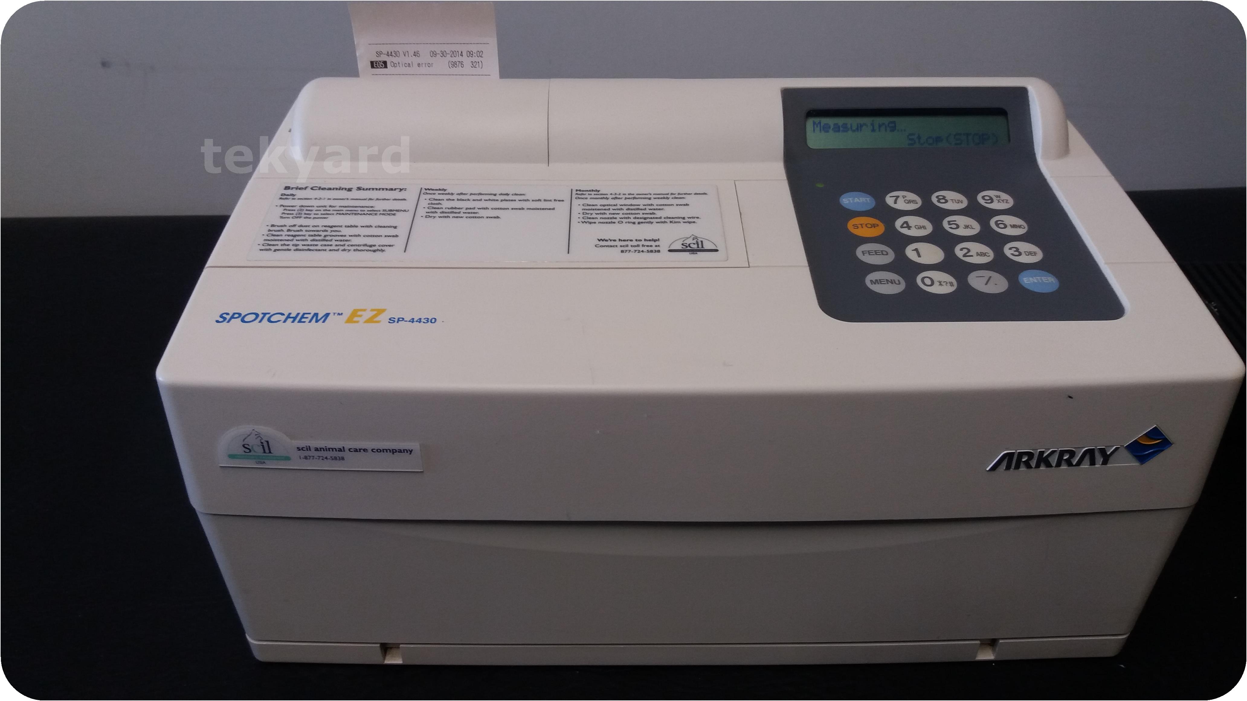 Tekyard Llc 209354 Arkray Sp 4430 Spotchem Ez Automated Biochemical Chemistry Analyzer System 0978