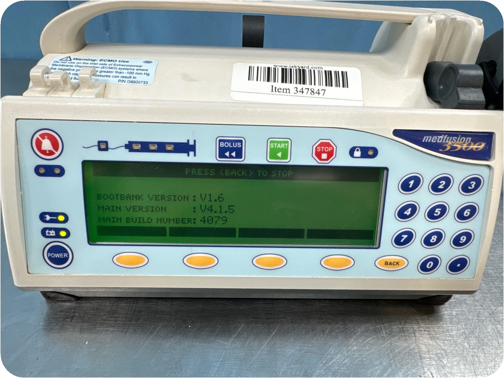 tekyard, LLC. - 347847-Smiths Medical Medfusion 3500 Syringe Infusion Pump